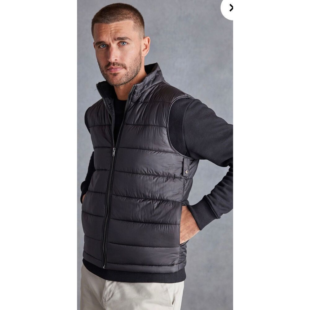 NEXT Signature Mens Black Puffer‎ Vest Italian Fabric Sleeveless Jacket